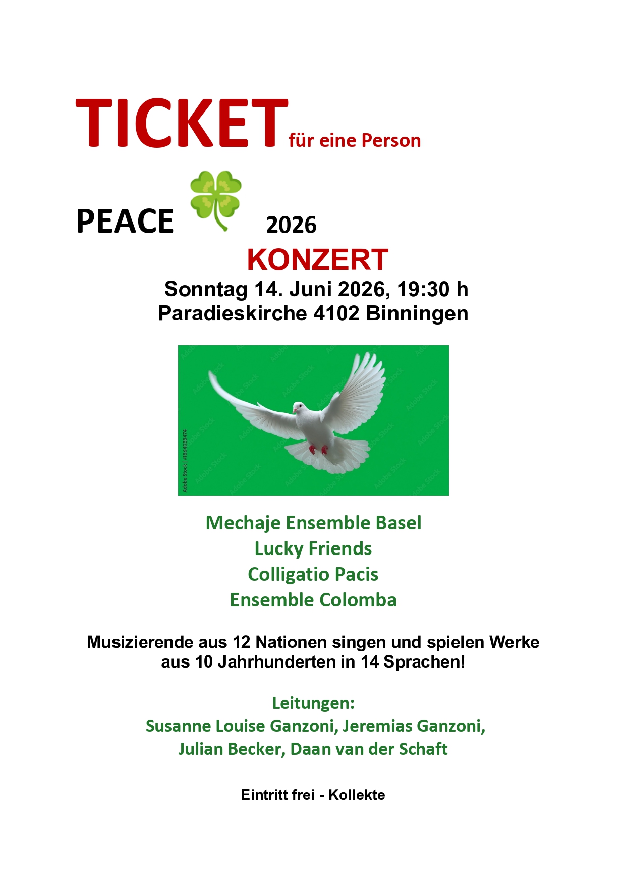 Ticket PEACE Konzert 14. Juni 2026